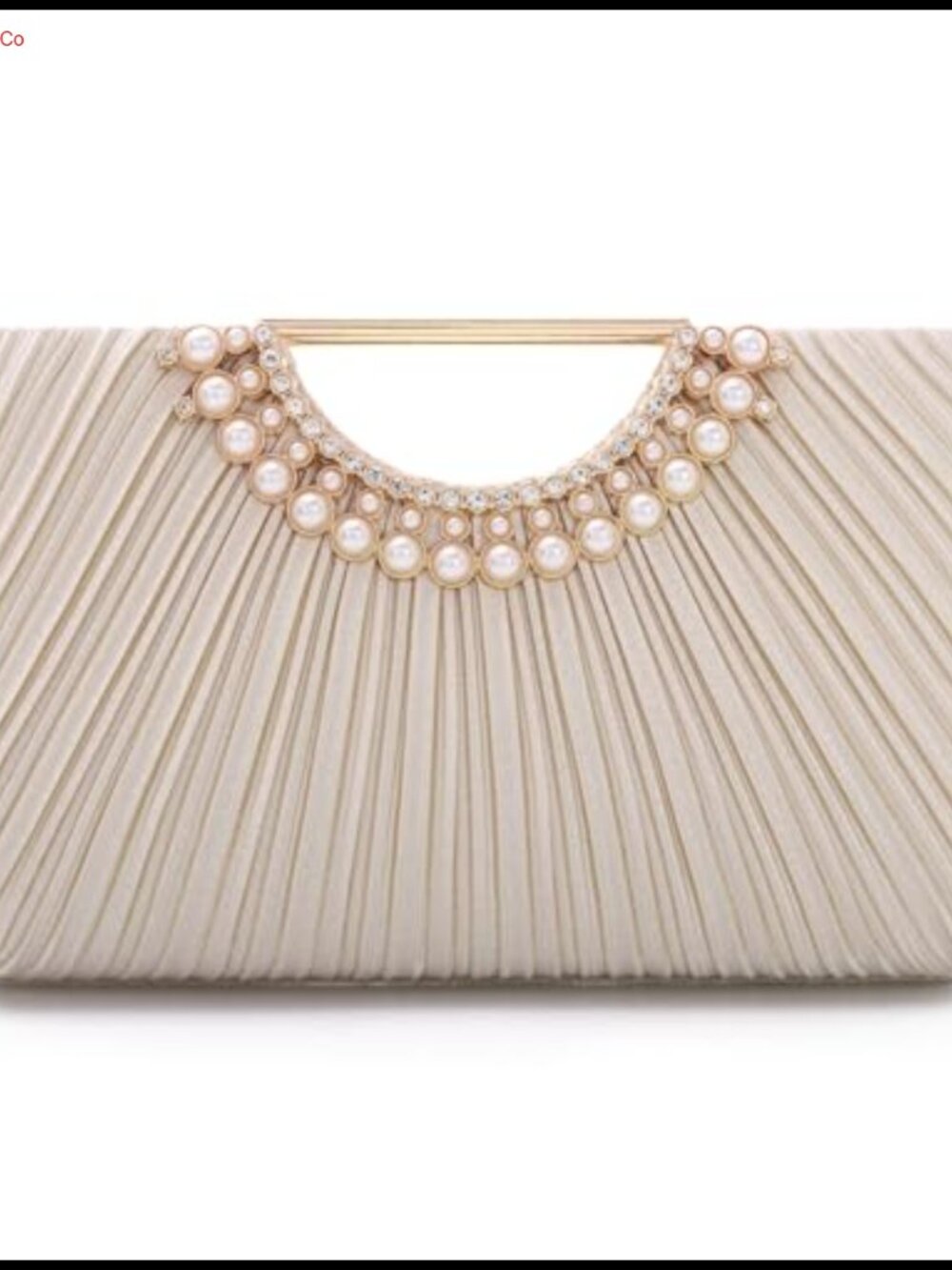 Pleated Satin Clutch Evening Bag with Chain Strap